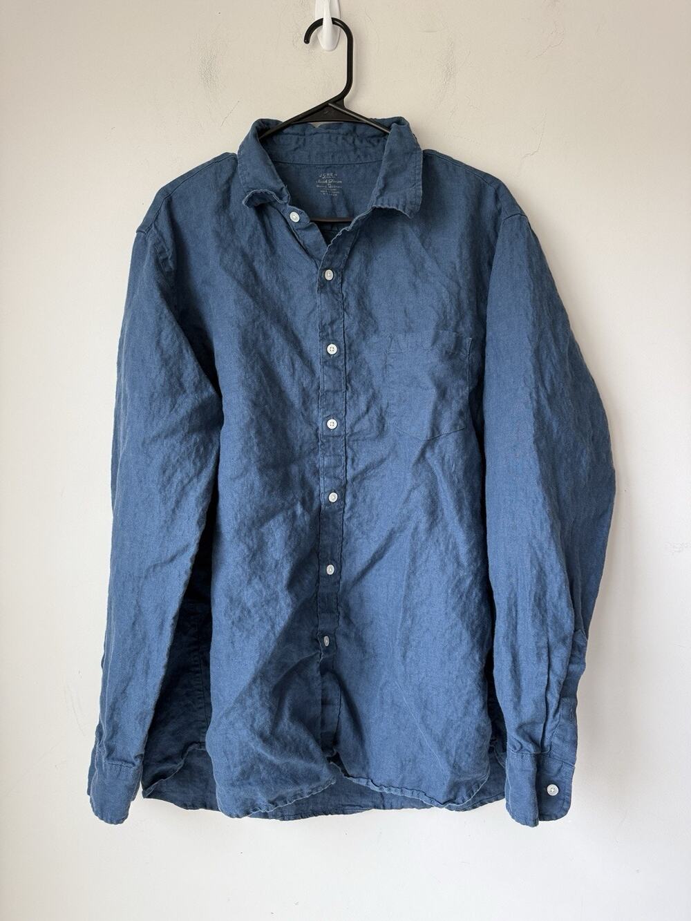 J.Crew Button Down Shirt Mens M Blue Irish Linen Baird McNutt